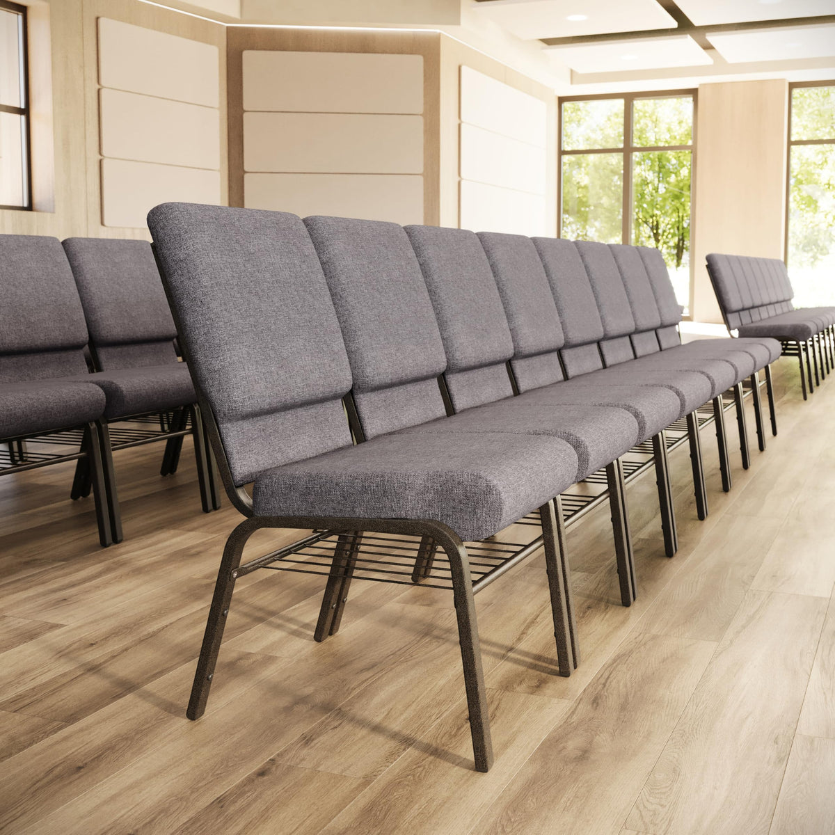 Gray Fabric Church Chair K732089