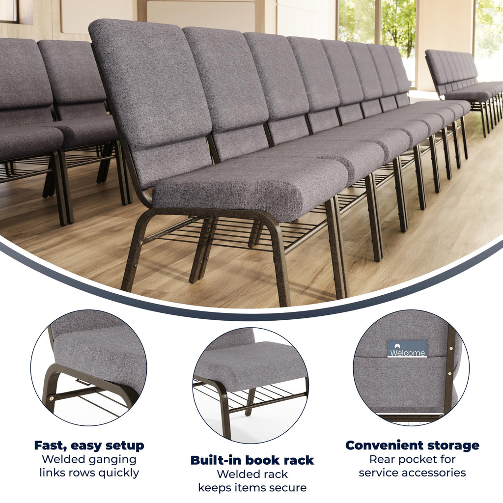 Gray Fabric Church Chair K732089