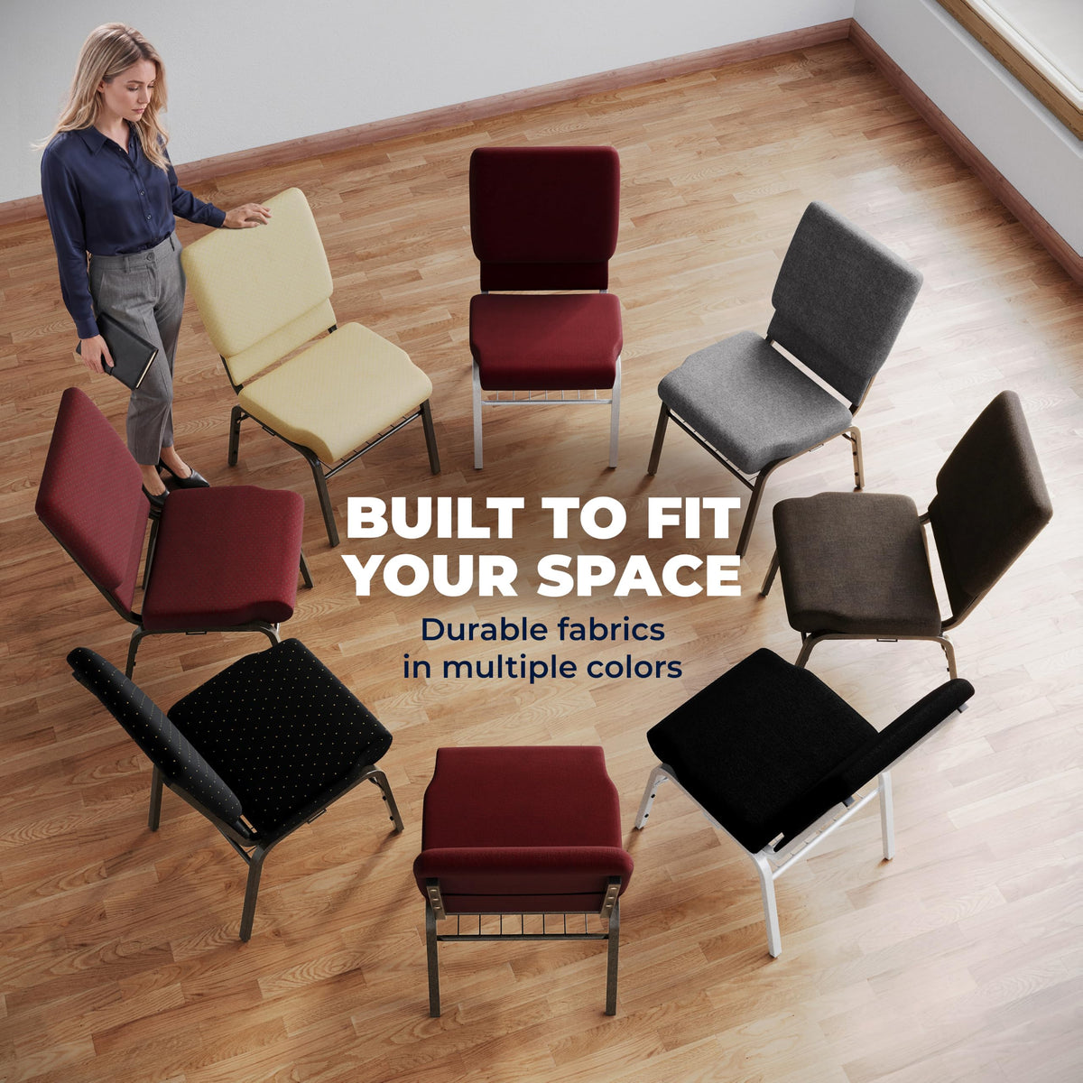 Gray Fabric Church Chair K732089